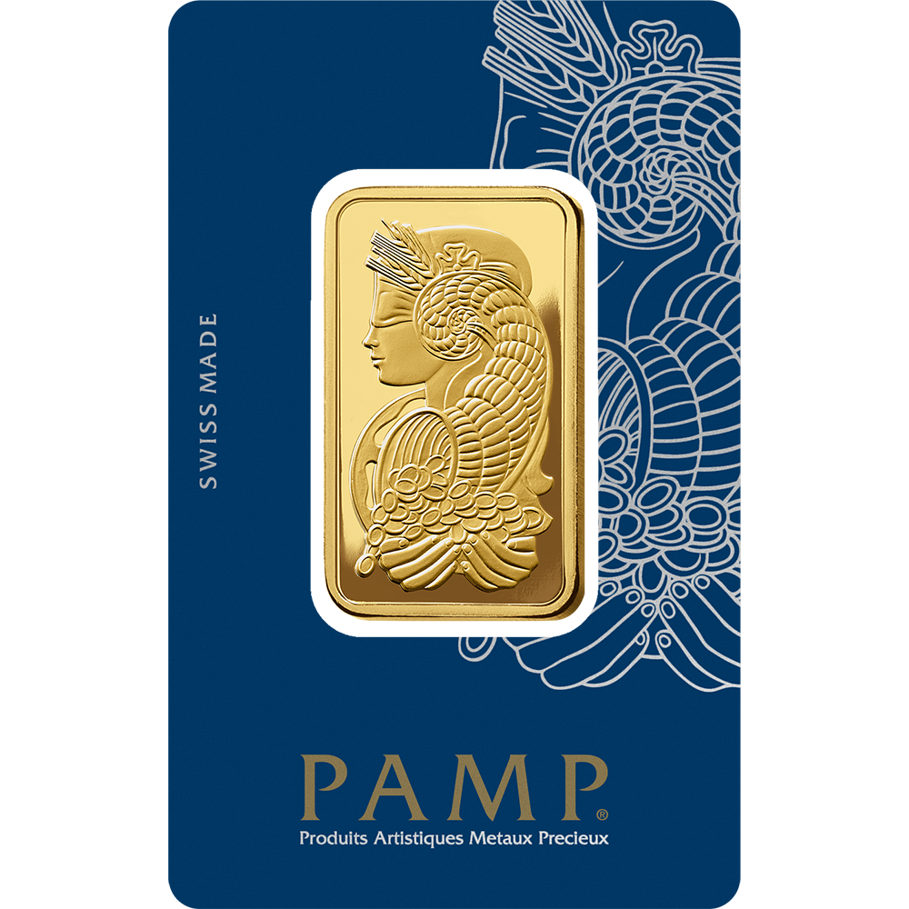 1 gram 24-karat gold bar from the Swiss company Pamp