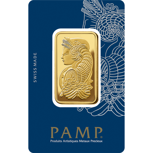1 gram 24-karat gold bar from the Swiss company Pamp